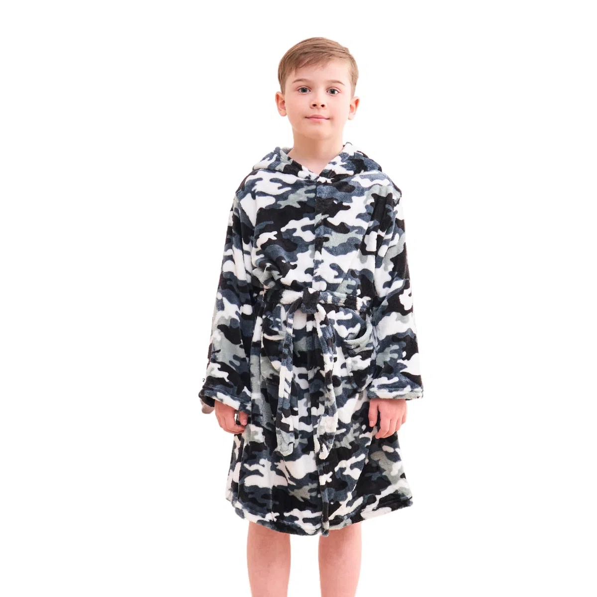 Peignoir à Capuche Doux pour Garçon Molleton Robe de Chambre Vêtements de nuit Enfants