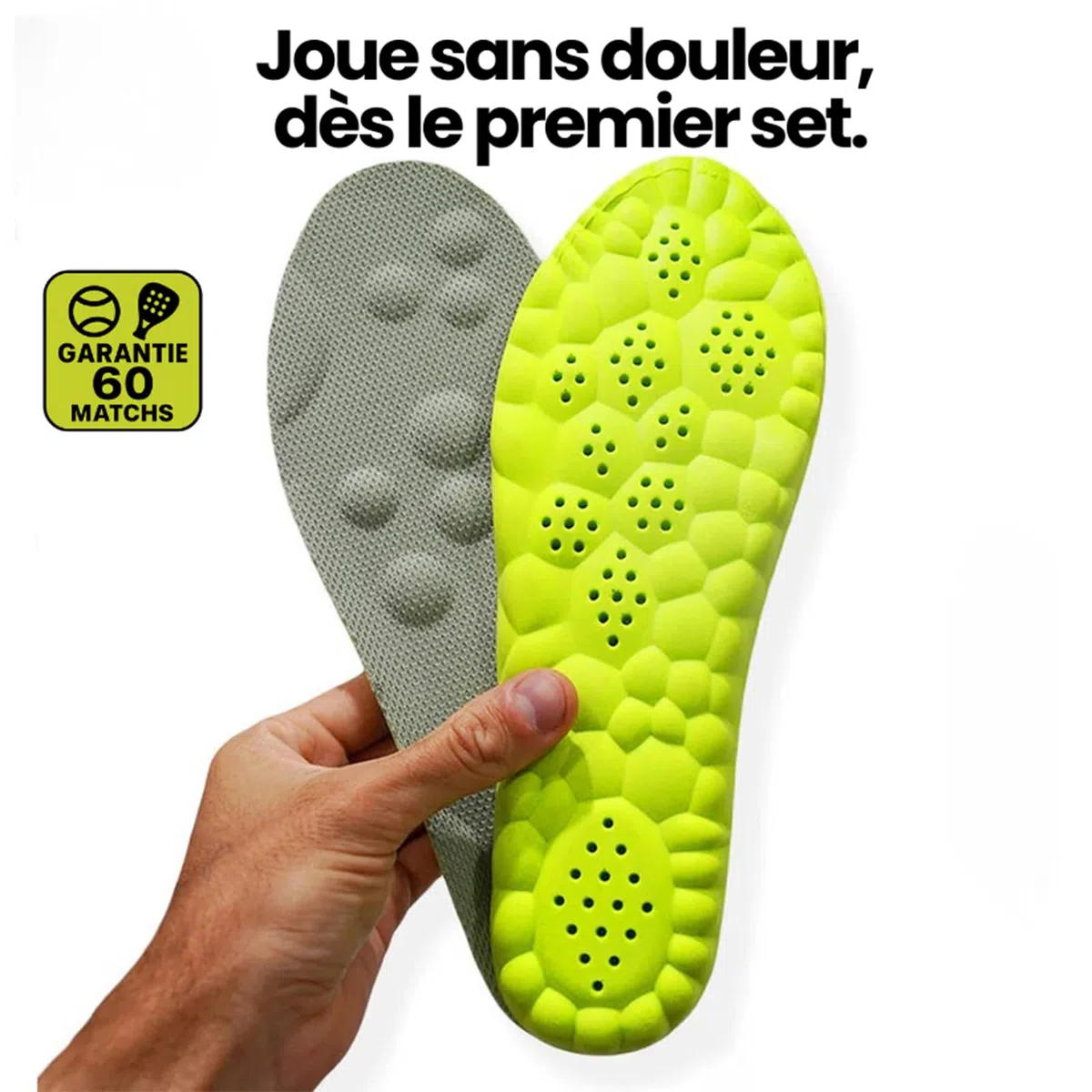 Semelle Padel - Semelle Intéressante À Amortissement Élevé, Support Plantaire Renforcé Pour Sportifs De Padel (Gris-vert, 41-42)
