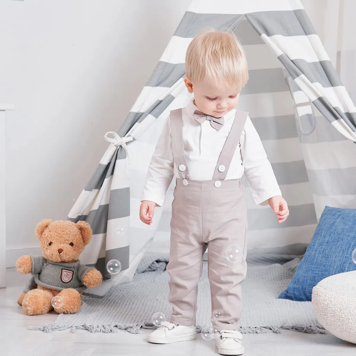 Bébé Garçons Costume De Baptême Gentleman Vêtements Ensembles Toddler Garçons À Manches Longues Cravate Costume De Mariage pour Le Printemps Automne