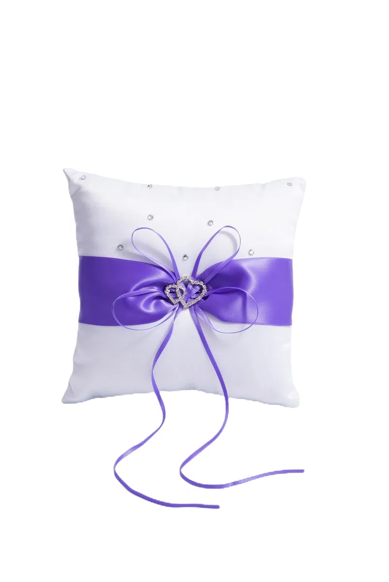 QIRMIZI Coussin pour alliances, coussin de perles, support de bague pour mariage, cérémonie de mariage, demande en mariage, violet