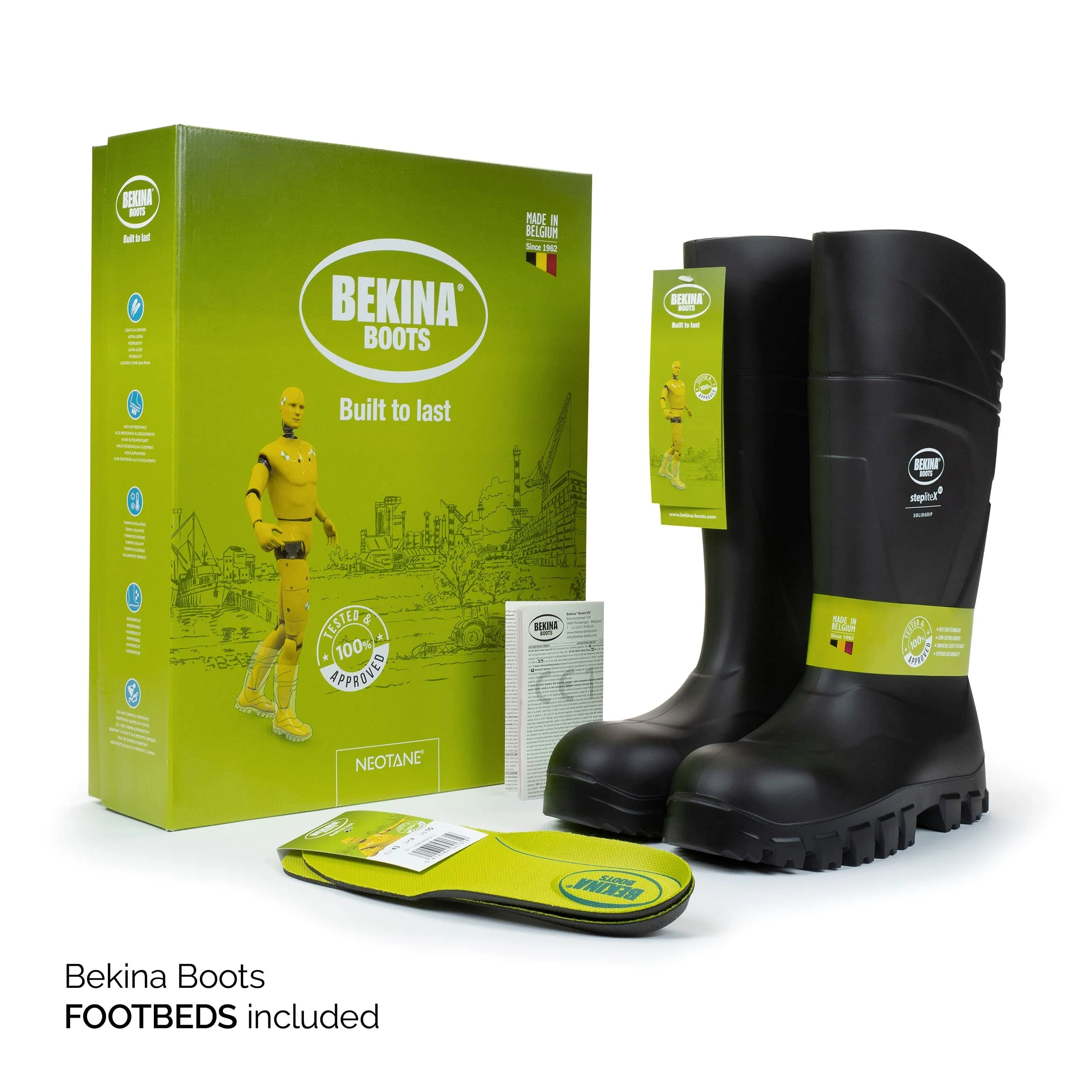 Bekina Bottes de sécurité Robustes pour Les Hommes Non-métallisées, légères, idéal pour l'industrie, la Construction de Route, Noire, EU 42
