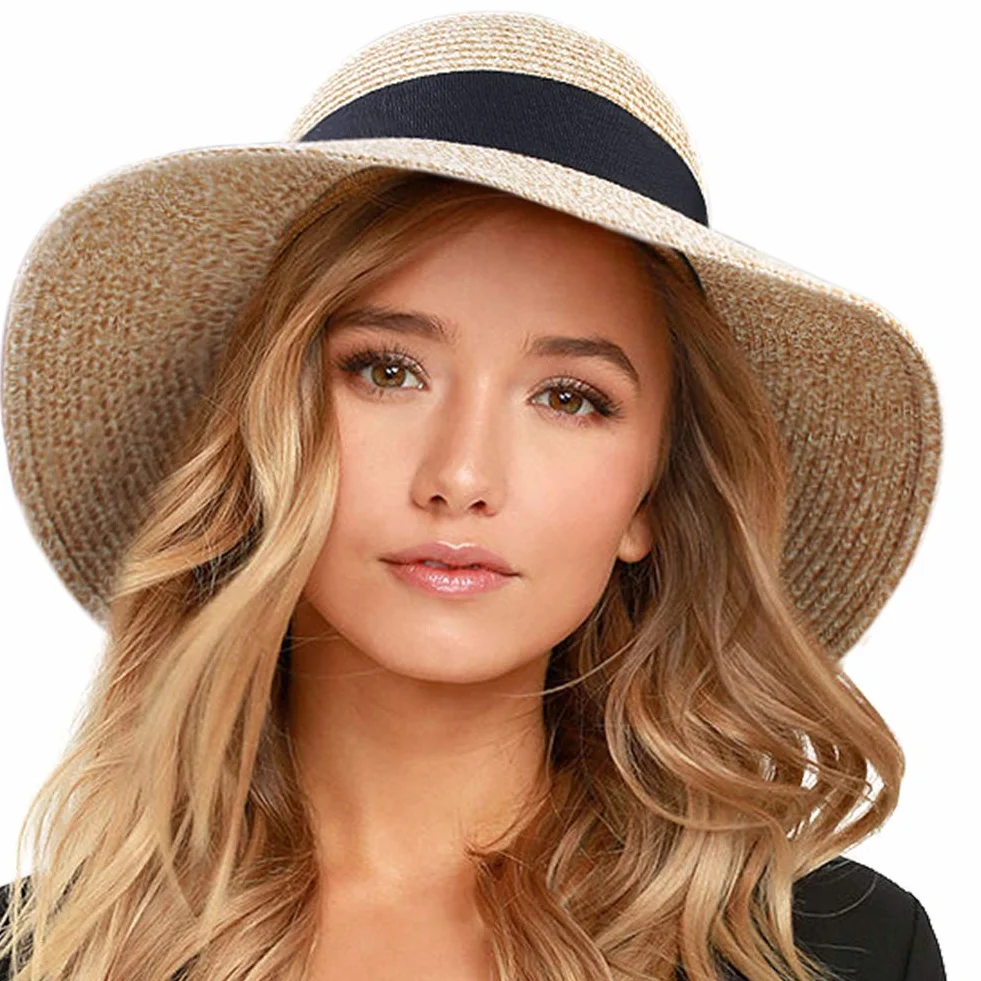 FURTALK Chapeau de paille pour femme - Protection UV UPF 80+ - Bord pliable - Pour l'été
