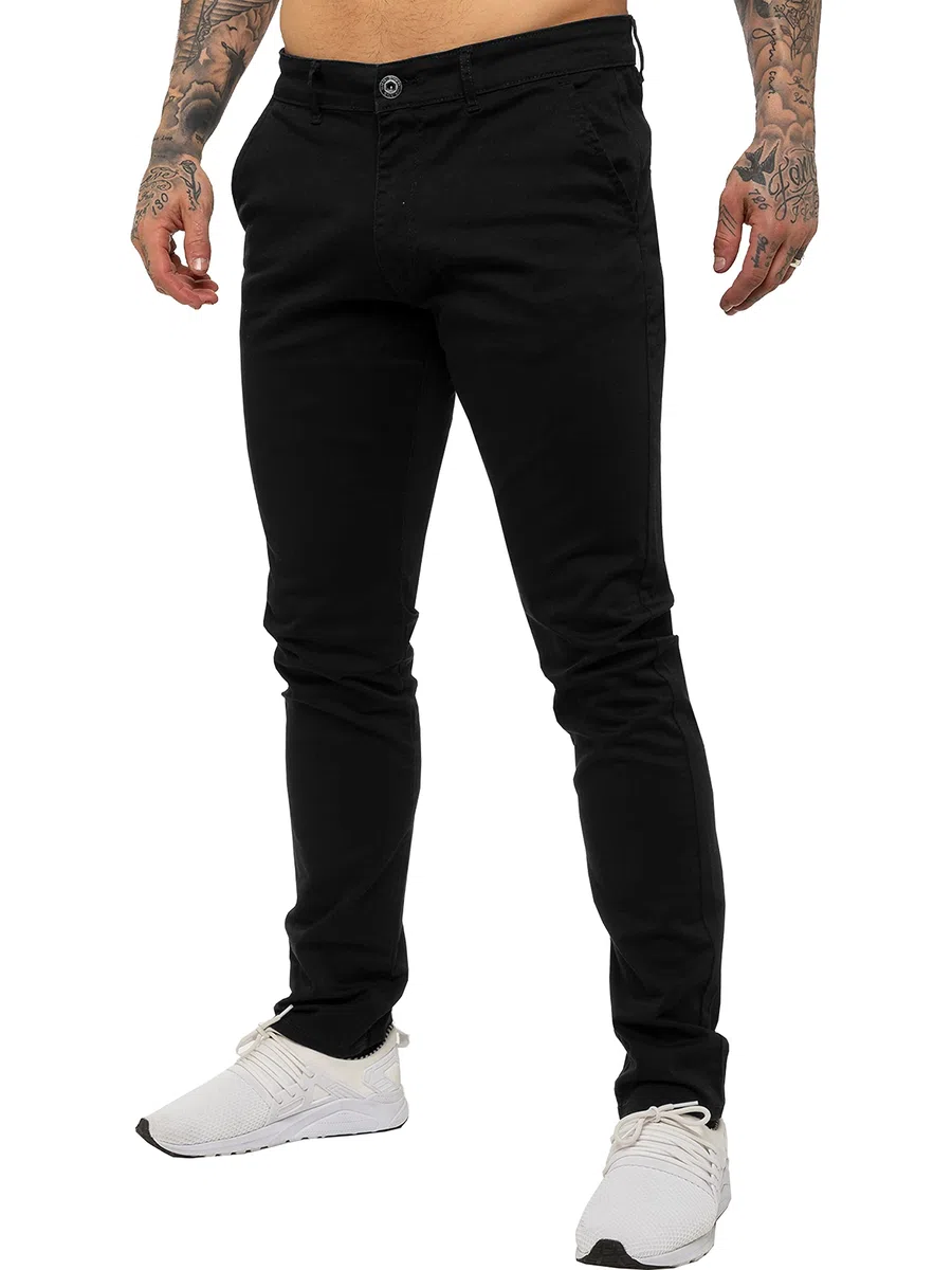 Pantalon Chino Jeans Stretch Coupe Ajustée Coton Homme avec Poches
