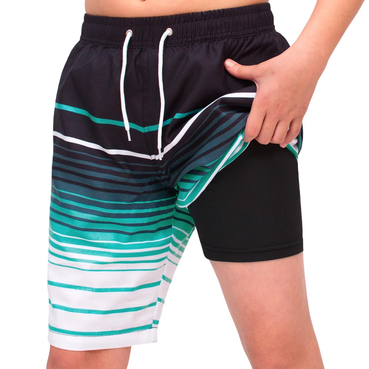 Maillots de Bain garçon 2 en 1 Maillots de Bain Shorts Enfants Séchage Rapide Board Shorts Maillots de Bain Skinny Shorts intérieurs Cordon de Serrage réglable