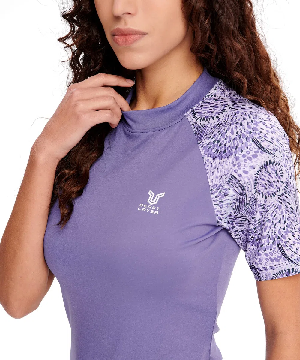 HUGE SPORTS Maillot de Bain Rashguard Femme à Manches Longues pour Surf Natation Séchage Rapide