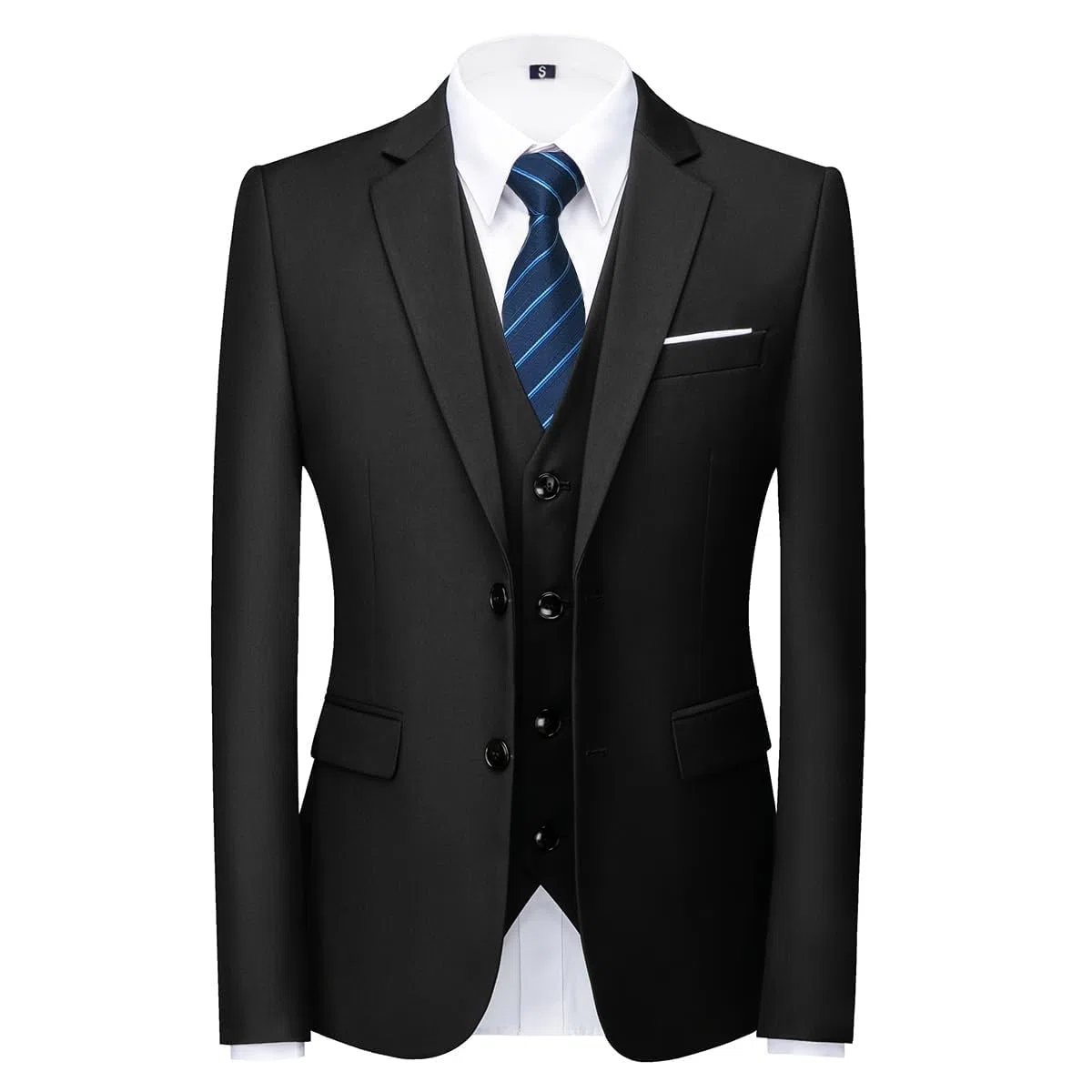 KUDORO Costume Homme 3 Pièces pour Mariage Business Slim Fit Smoking à Deux Boutons Blazer Veste et Pantalon Gilet avec Cravate