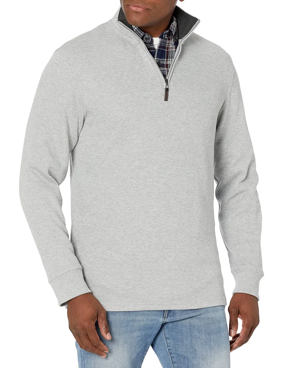 Amazon Essentials Homme Pull Finement Côtelé Zippé 1/4