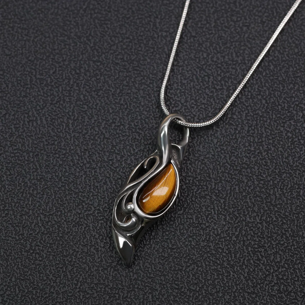 COAI Collier Homme Acier Inoxydable, Collier Œil de Tigre Homme