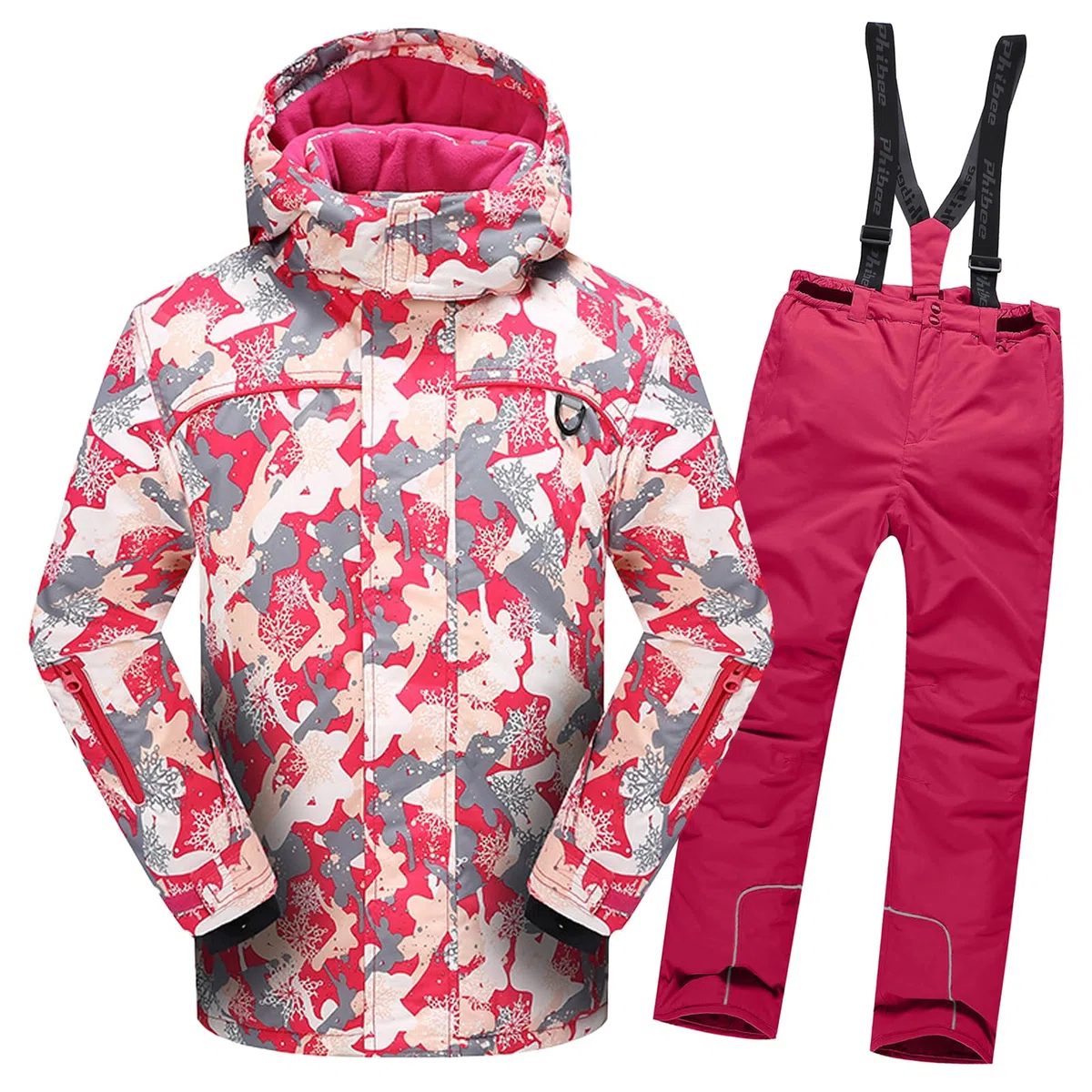 Combinaisons de Neige Enfant Fille à Capuche Coupe-vent et Imperméable Combinaison de Ski Garçon en Polaire Chaude Vêtements de Ski