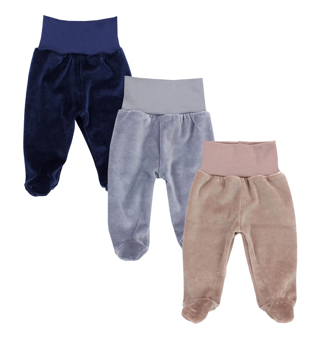 TupTam Pantalon Bébé Garçon 3 Pièces – Pantalon Bébé avec Pieds et Taille Élastique en Velours