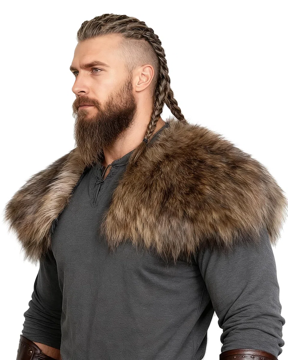 keland Homme Viking Col en Fausse Fourrure Écharpe Accessoire de Costume
