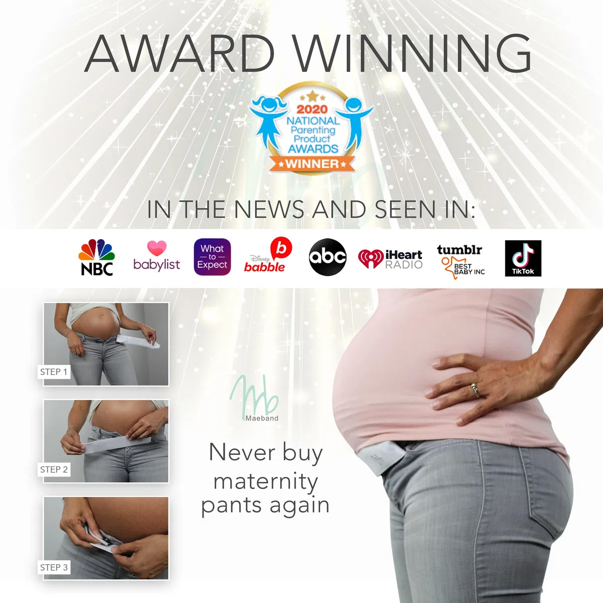 Maeband Ceinture de grossesse ceinture maternité - transformez votre jeans femme en pantalon grossesse - ceinture femme enceinte