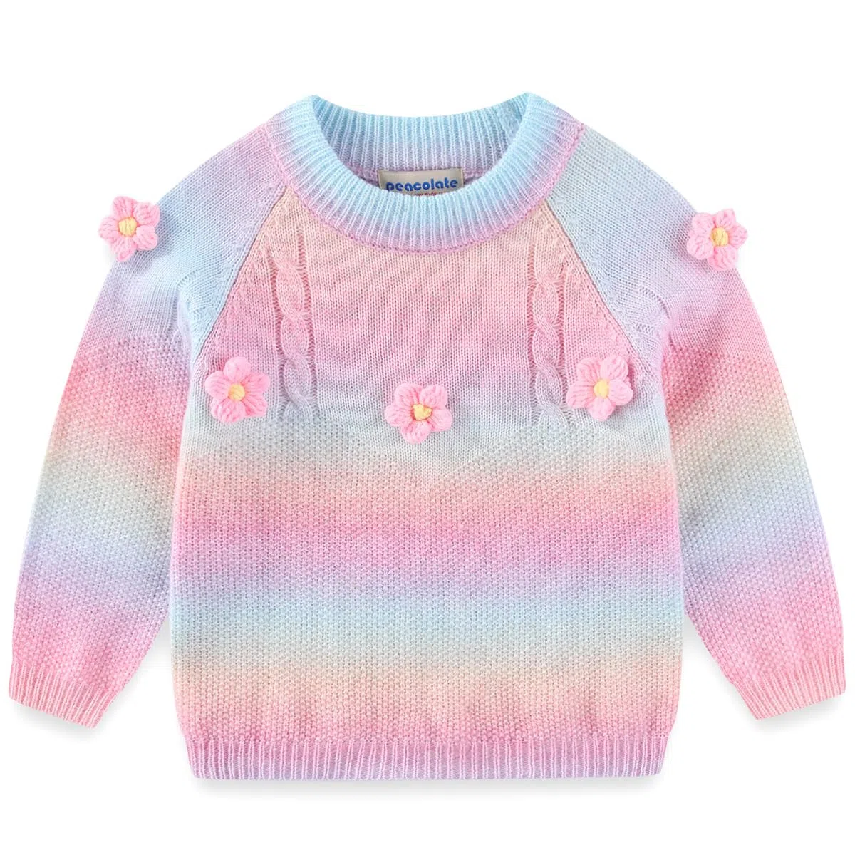 Peacolate 3-7ans printemps automne petites filles 2pcs ensemble de vêtements pull en tricot et jeans brodés