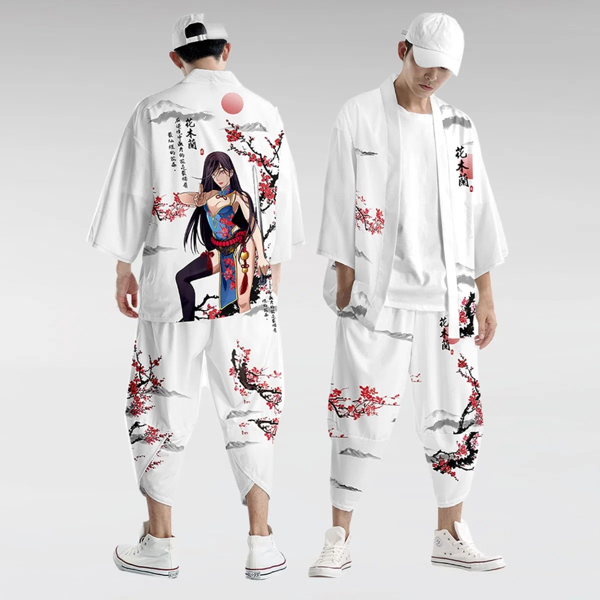 Ensemble Kimono Traditionnel pour Homme - Costume Yukata Ample - Style Japonais - Imprimé Traditionnel - Cardigan - Pantalons - Veste Fine - Cardigan Japonais - Combinaison Sarouel