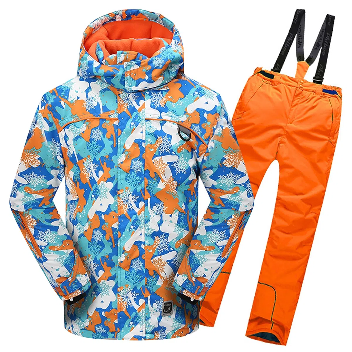 Combinaisons de Neige Enfant Garçon à Capuche Coupe-vent et Imperméable Combinaison de Ski Fille en Polaire Chaude Vêtements de Ski