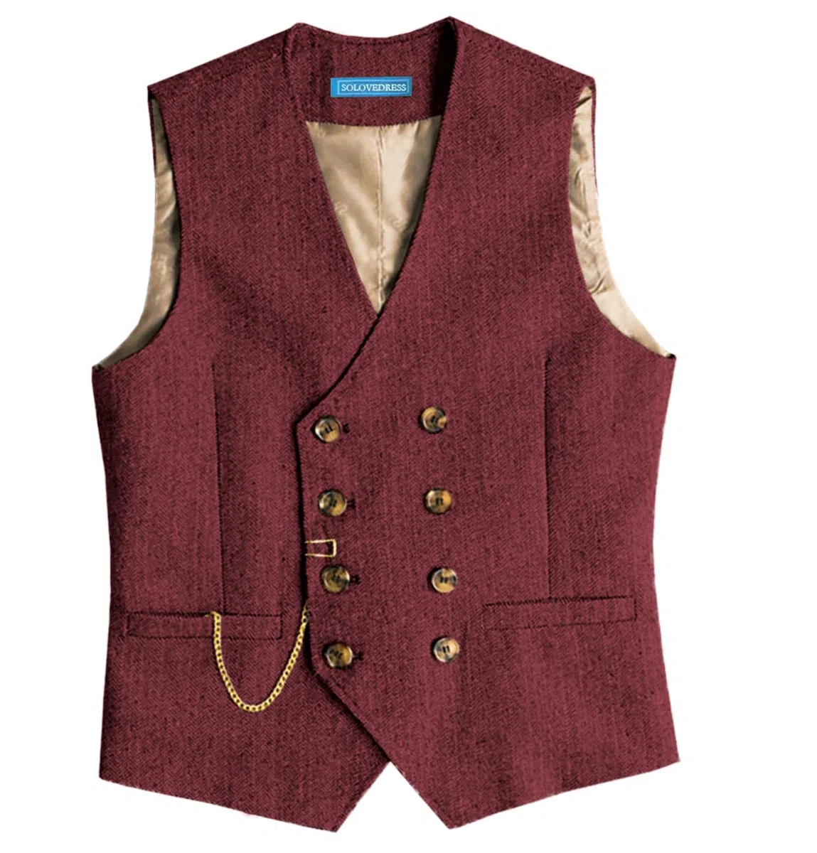 Solovedress Gilet de costume vintage en laine pour homme, coupe droite, gilet de costume pour mariage