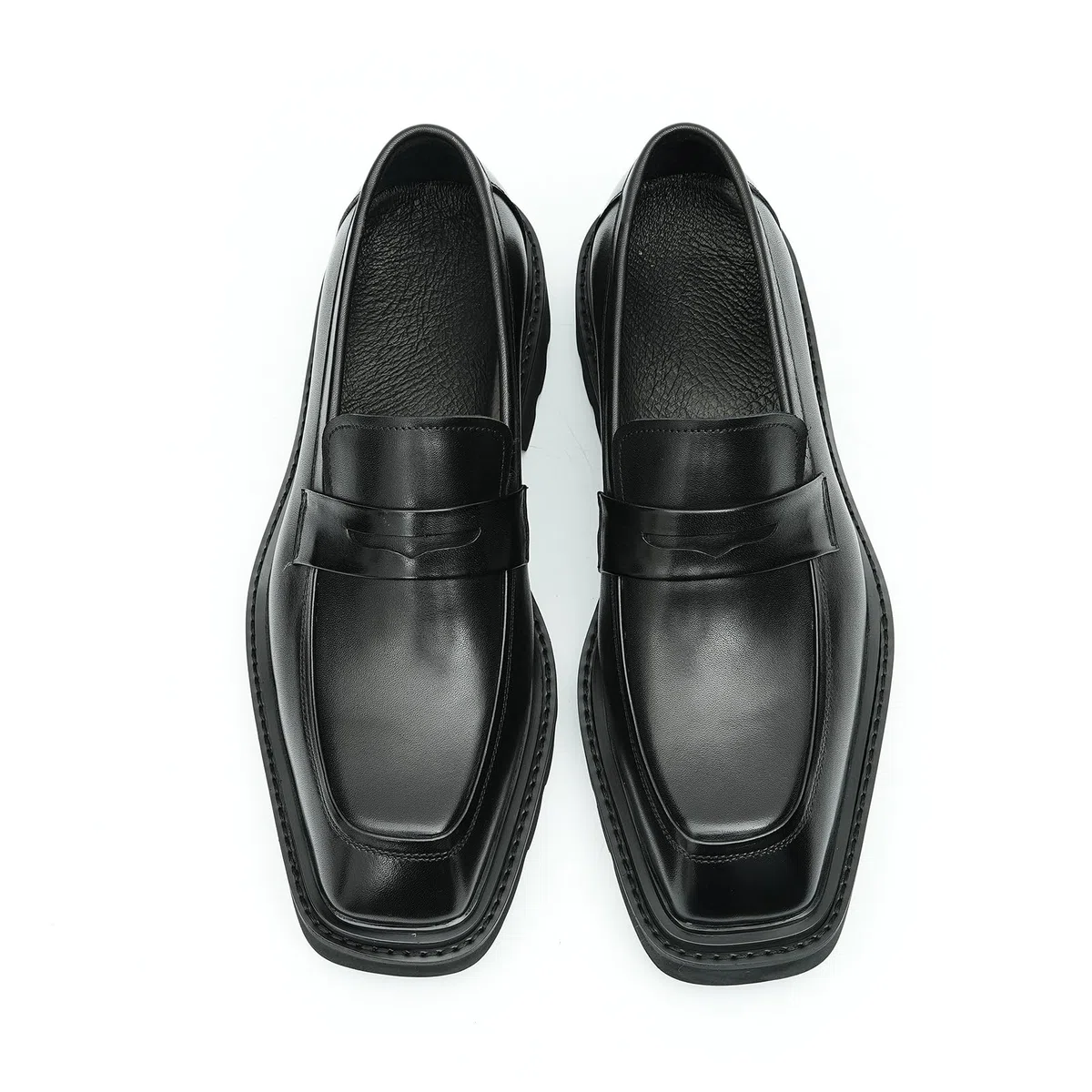 Mocassins Confortables à Semelle Epaisse pour Hommes Chaussures à Enfiler en Cuir Formel Affaires