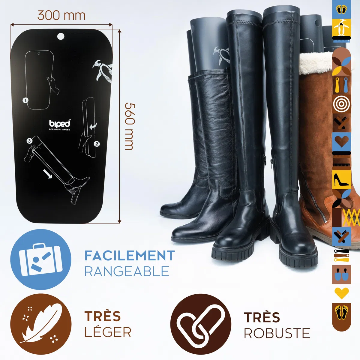 biped Tendeurs à bottes, lot de 5 paires - Tendeurs à enrouler - Pour ranger les bottes - Pour bottes, cuissardes et bottes d'équitation z1180