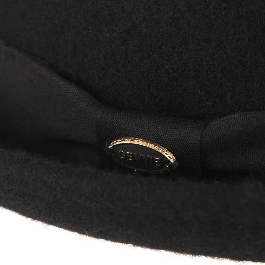 GEMVIE Pork Pie Chapeau pour Homme et Femme 100% Feutre de Laine Chapeau Fedora Trilby Noir Adulte Unisexe Chapeaux Porkpie
