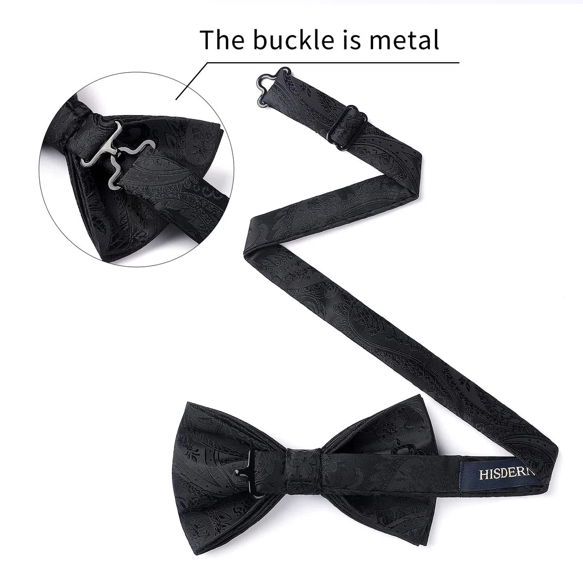 HISDERN Bretelles Homme avec 6 Clips Extra Résistants Élastique en Forme de Y Longueur Réglable Bretelle et Pre-Noue Noeud Papillon Poche Carre Ensemble Homme Pour Fête Mariage