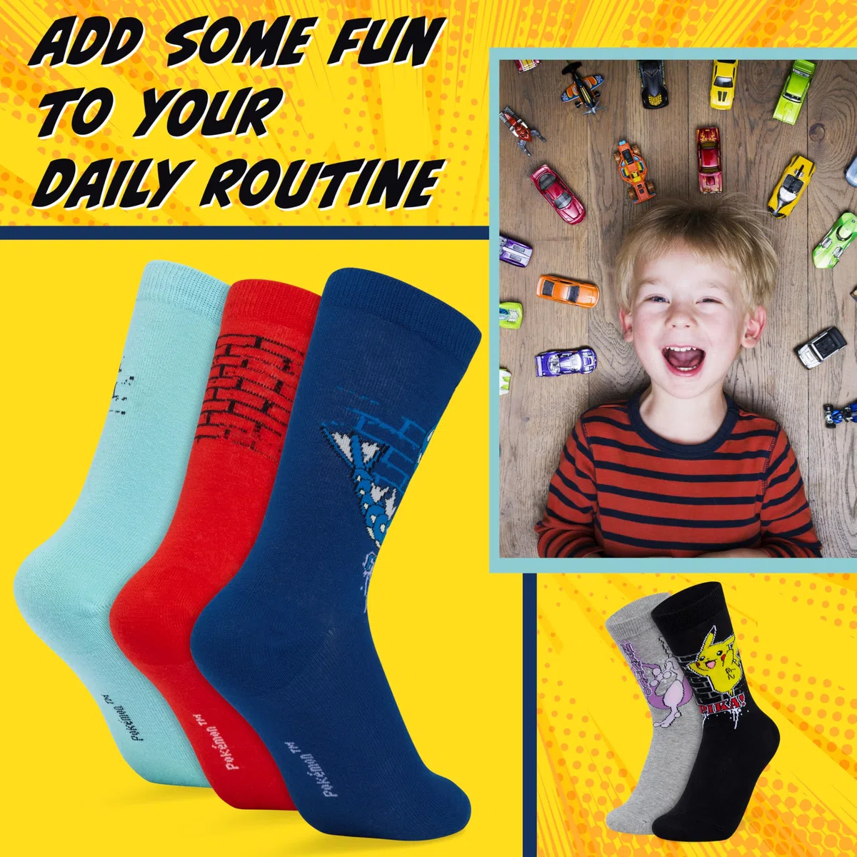 Pokémon Chaussettes Garçon, Lot de 5 Paires Douces et Respirantes - Cadeau Enfant
