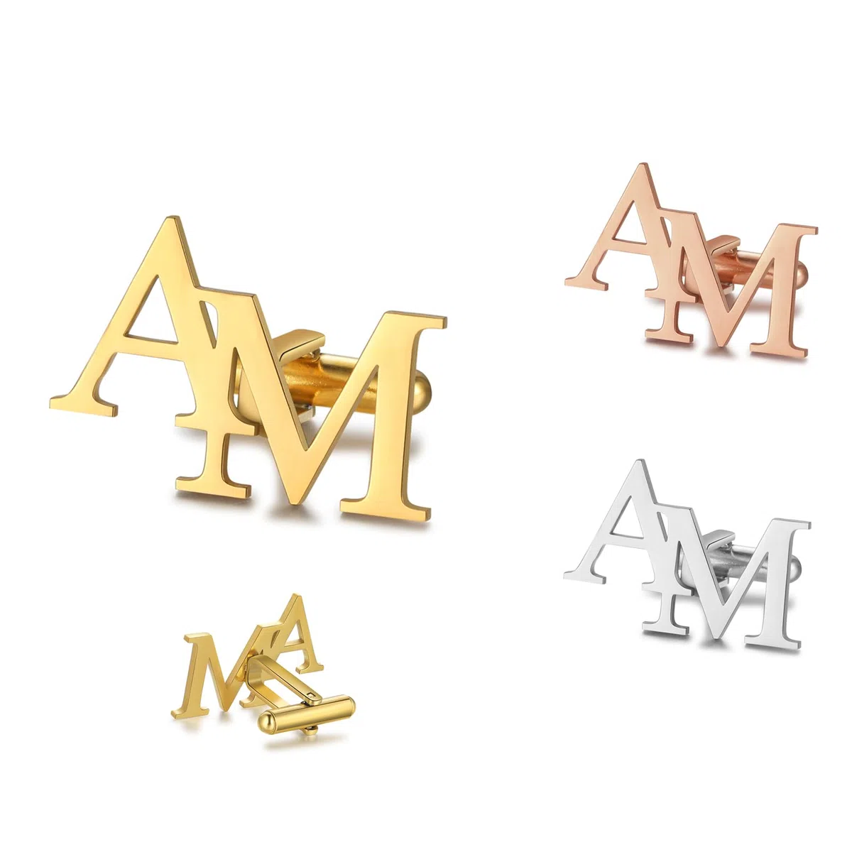 Boutons de Manchette Personnalisés pour Homme, 1 Paire de Boutons de Manchette pour Père en Acier Inoxydable avec Initiales Personnalisées, Cadeau de Fête des Pères pour Mari, Grand-Père