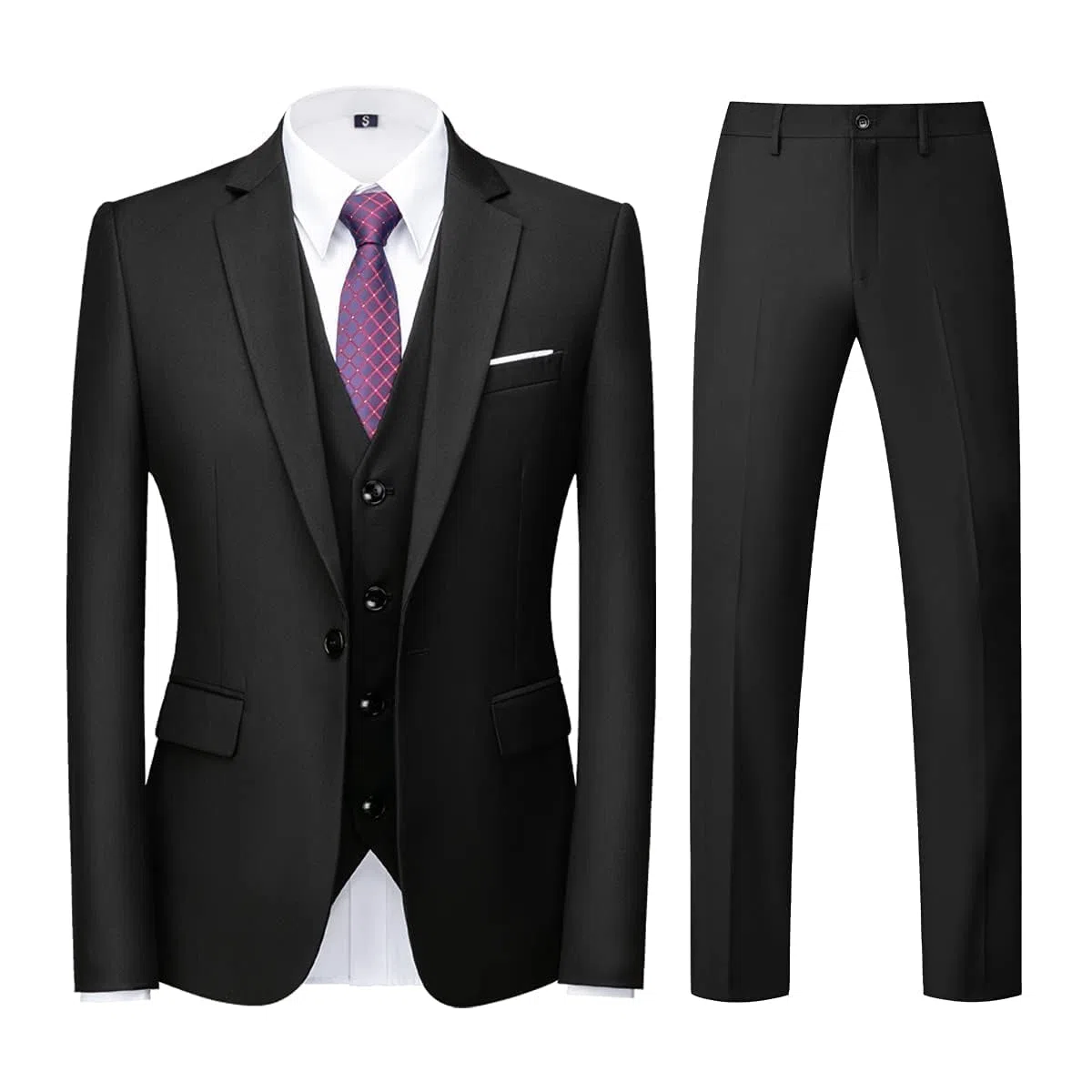 KUDORO Costume Homme 3 pièces Slim Fit Smoking à Un Bouton Men Suits 3 Piece pour Mariage Business Fête Confort Elégant Blazer Veste et Pantalon Gilet