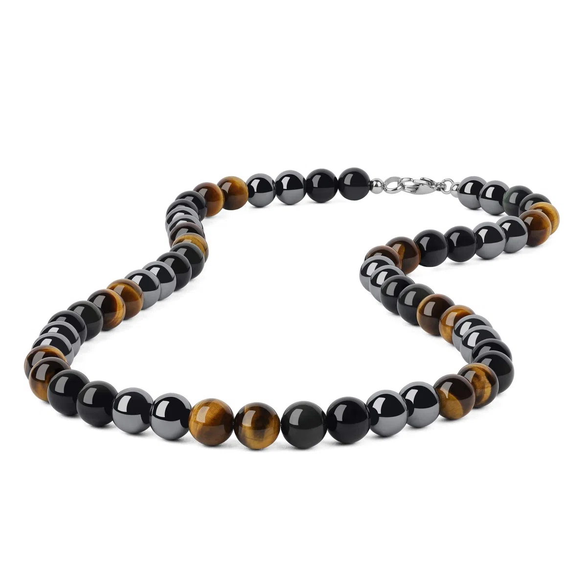 GAVU Collier Triple Protection Homme, Collier Hématite/Œil de Tigre/Obsidienne