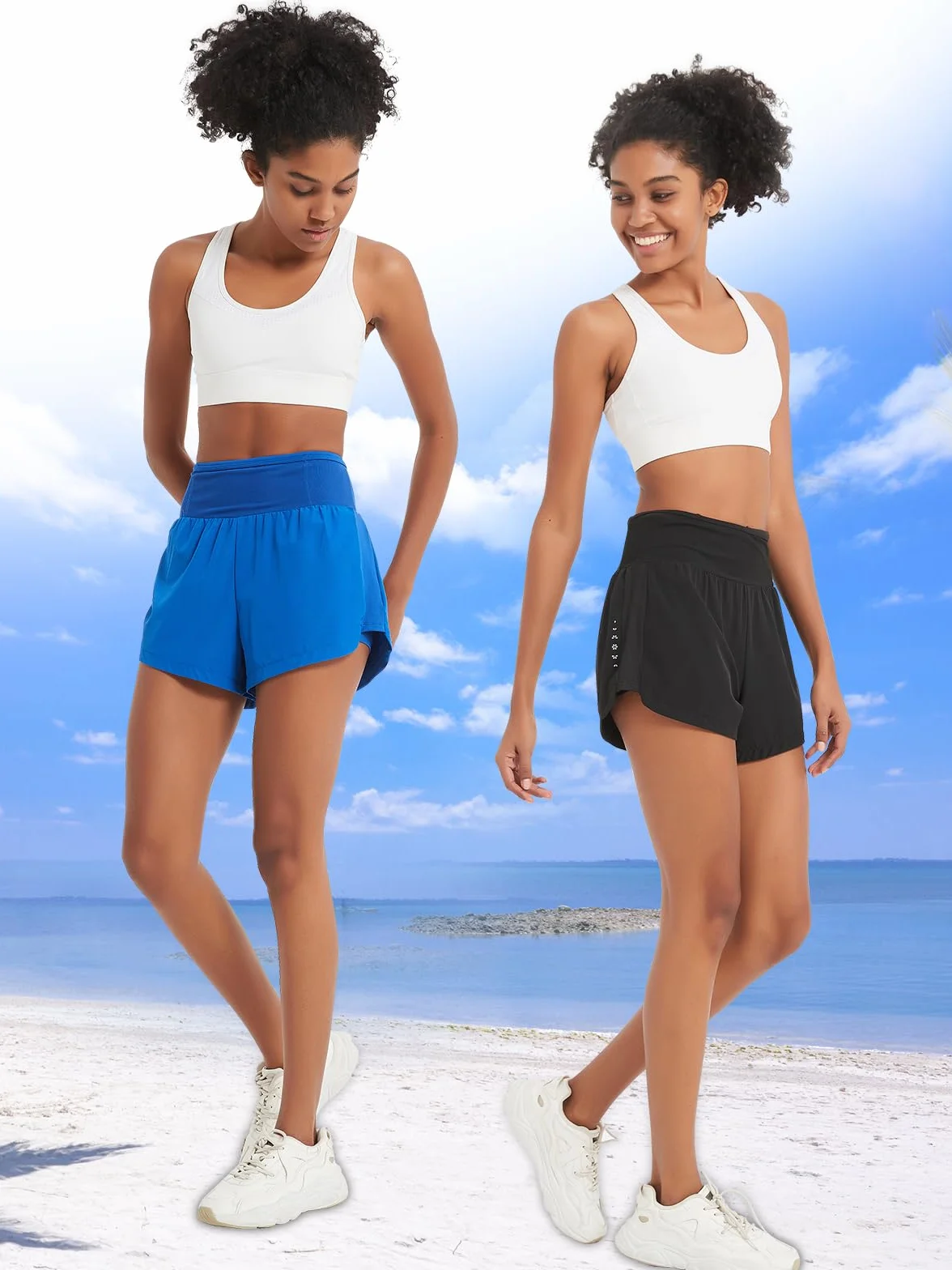 Short de course 2 en 1 pour femme avec poche zippée - Short de bain pour entraînement yoga jogging