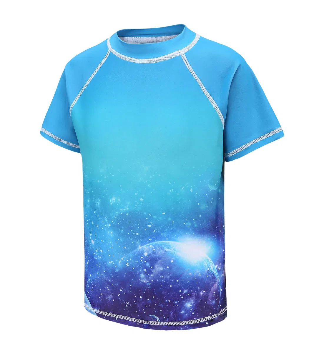 Aisyee T Shirt de Bain Anti UV Garcon à Manches Courtes Maillot de Bain à séchage Rapide Enfant 5-16 Ans