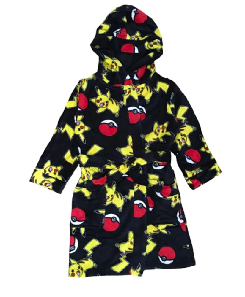Pokemon Boys or Girls Hooded Bathrobe, Dressing Gown, Age 4-14 Years