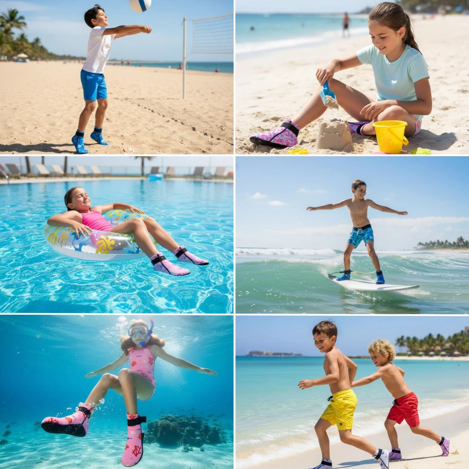 Gogokids Chaussettes en Néoprène 3mm pour Enfants, Chaussettes de Plongée Thermiques Antidérapantes pour Garçons, Filles, pour Natation, Surf, Plongée en Apnée, Rafting, Plage et Piscine
