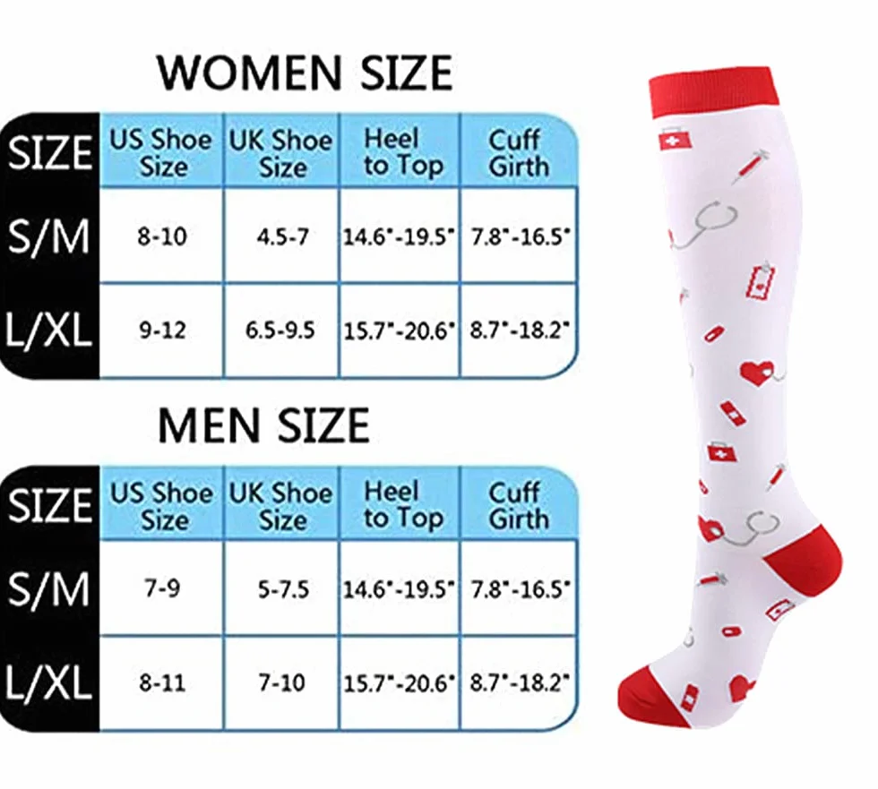 Lot de 6 paires de chaussettes de compression 20-30 mmHg pour homme/femme - R¨¦cup¨¦ration infirmi¨¨re, course ¨¤ pied, grossesse, avion, voyage, sant¨¦, sport