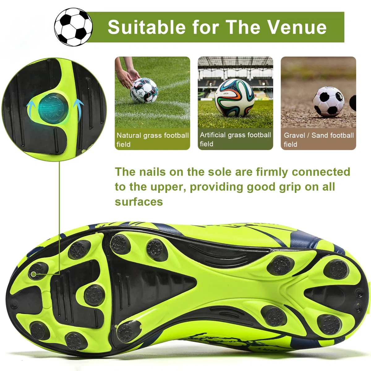 Mitudidi Crampon Foot Enfant Garçon Filles Légères Chaussures Entrainement Football Unisexe 28-37EU