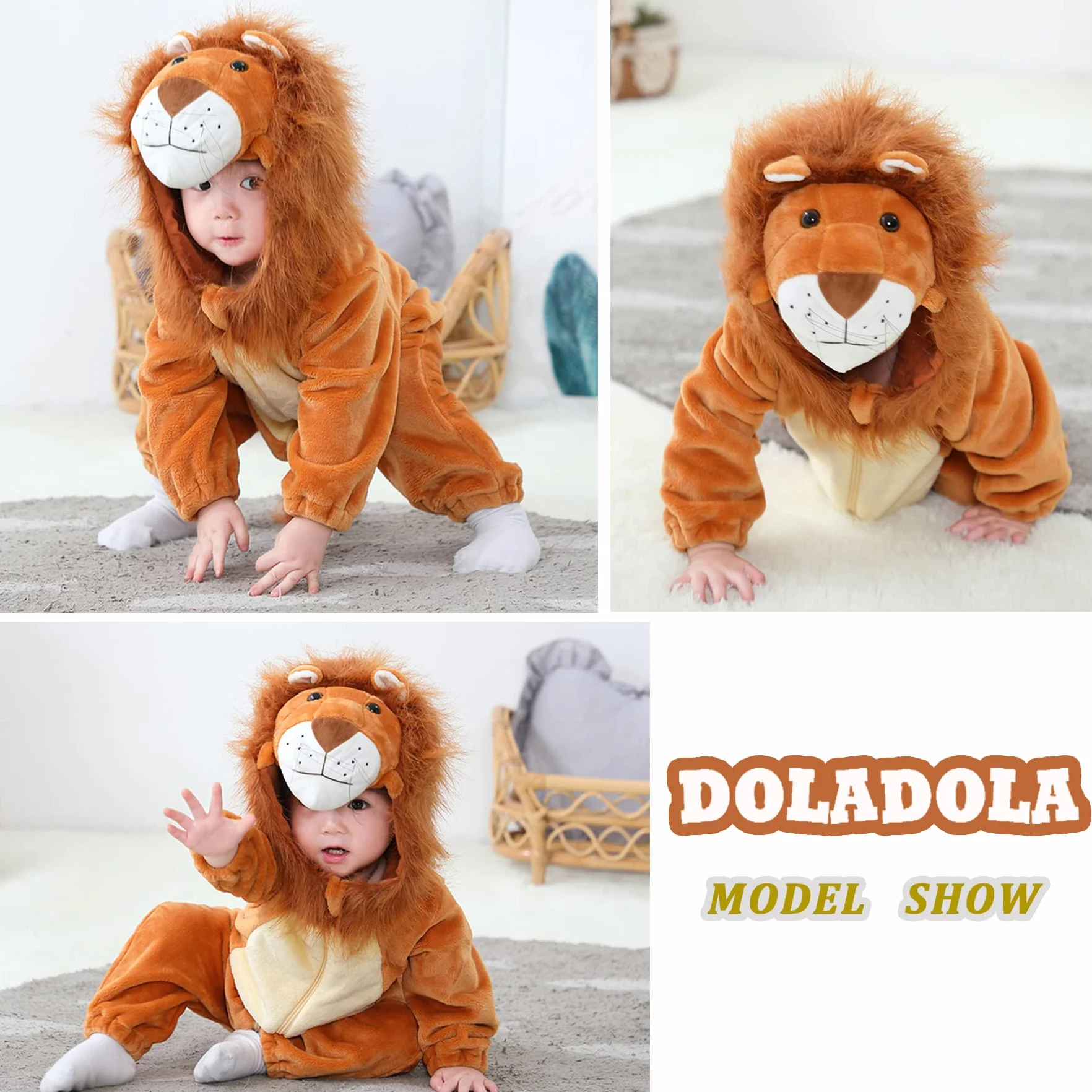 Capuchon de bébé unisexe Combinaison de style animal pour bébé Vêtements d'Halloween pour bébés