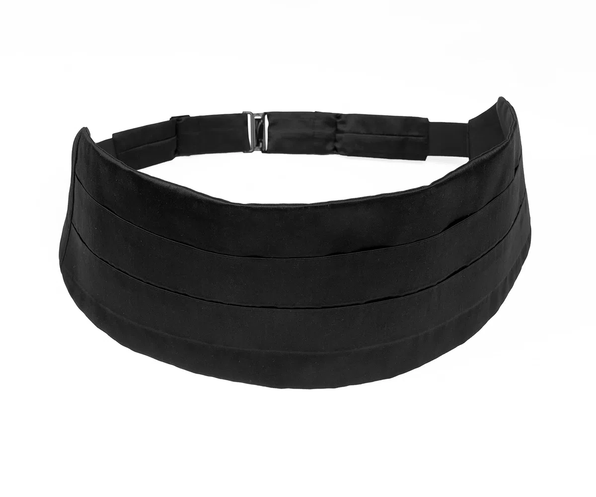 Remo Sartori Made in Italy Satin Noir Ceinture de Smoking Homme, Ajustable, Soie