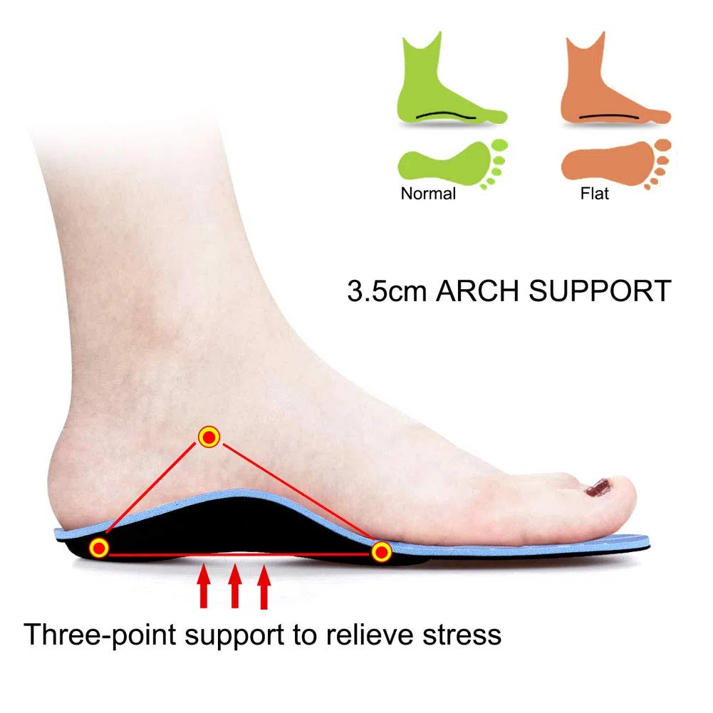 PCSsole Semelles Orthopédique Homme et Femme，Confort Semelles de soutien de la voûte plantaire pour Pied Plat, la Fasciite Plantaire, les Douleurs au niveau du Talon EU41-42(27cm) Bleu