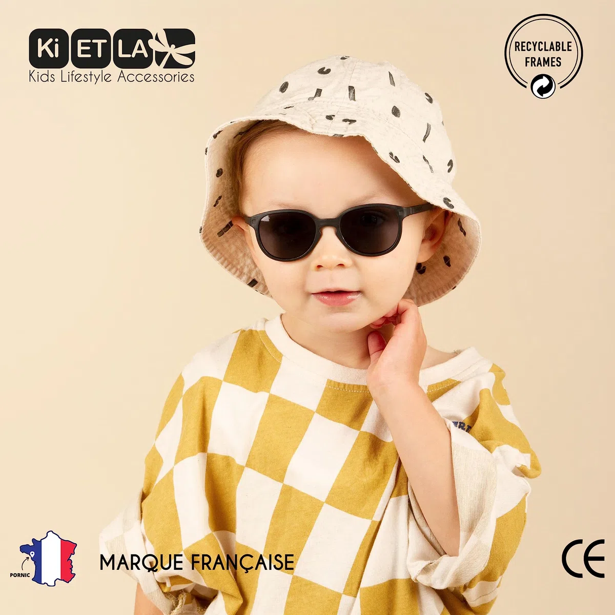 KI ET LA - WAZZ - Lunettes de Soleil Bébé 1-4 ans Norme CE - Protection UV Totale - Ultra Légères - Souples - Incassables - Filtre Lumière Bleu - Marque Française