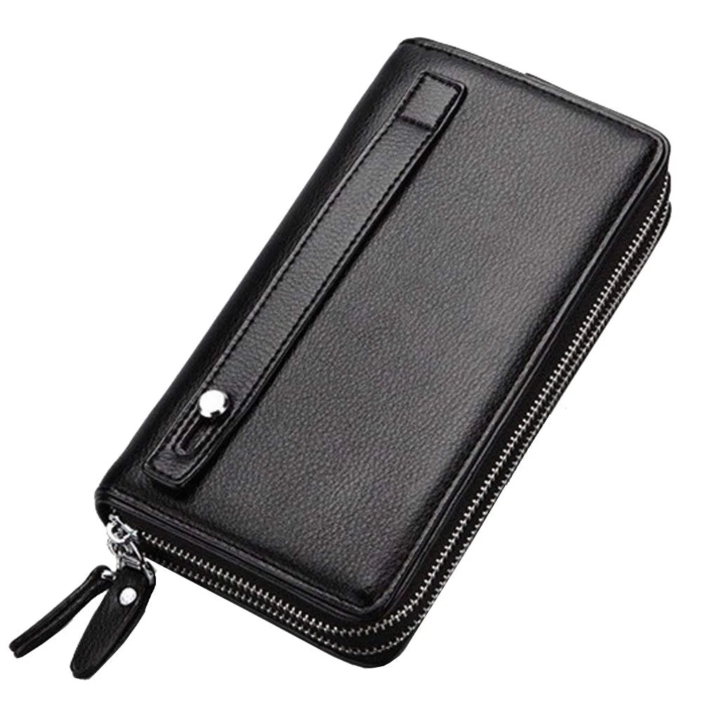 Vintage Cuir Sac à Main Portefeuille D'embrayage Pour Hommes Phone Titulaire Sac De Poignet Wristlet Poche à Monnaie Business Noir