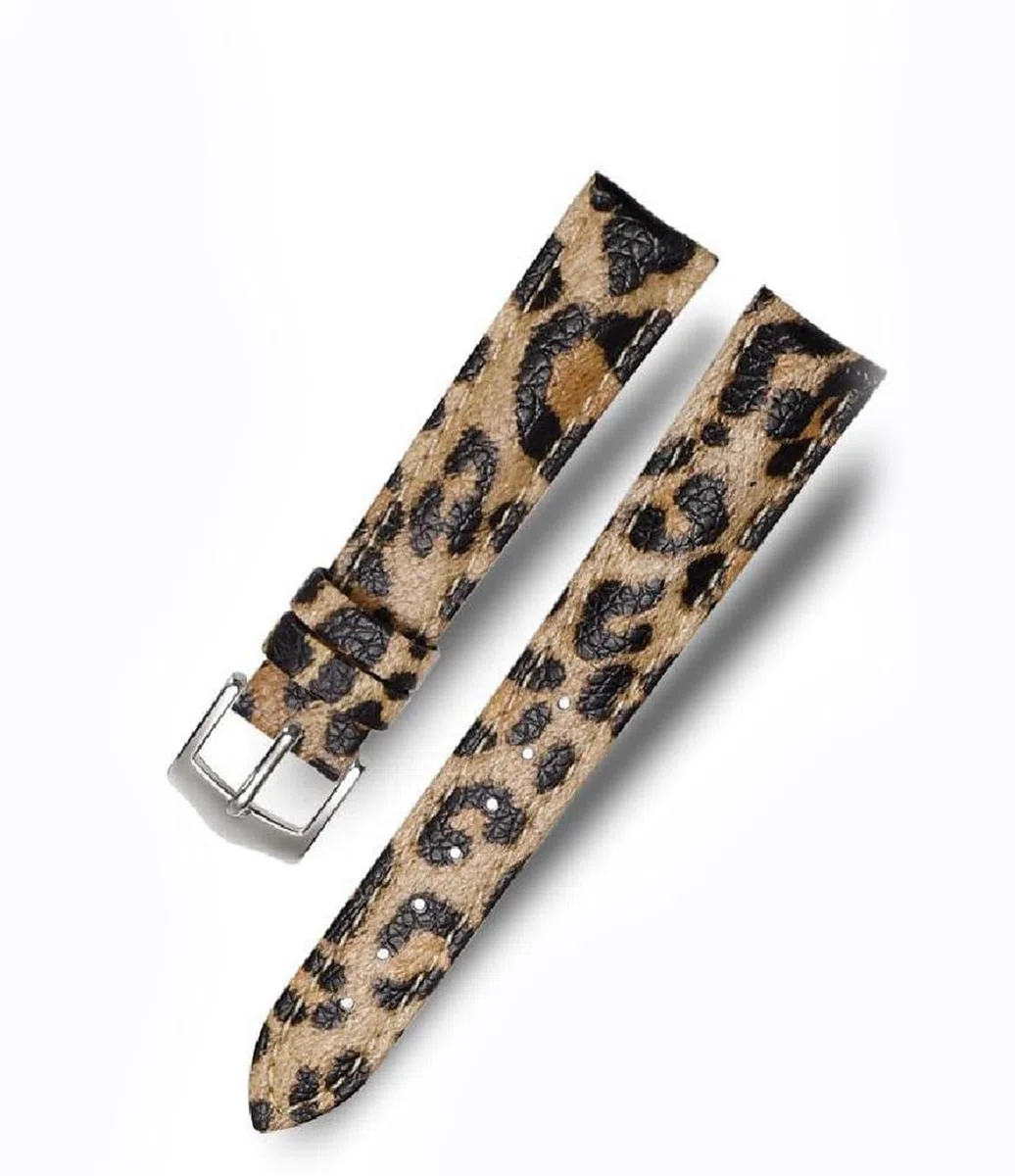 Bracelet de montre en cuir véritable imprimé léopard, accessoires de montre pour femme 12-20mm