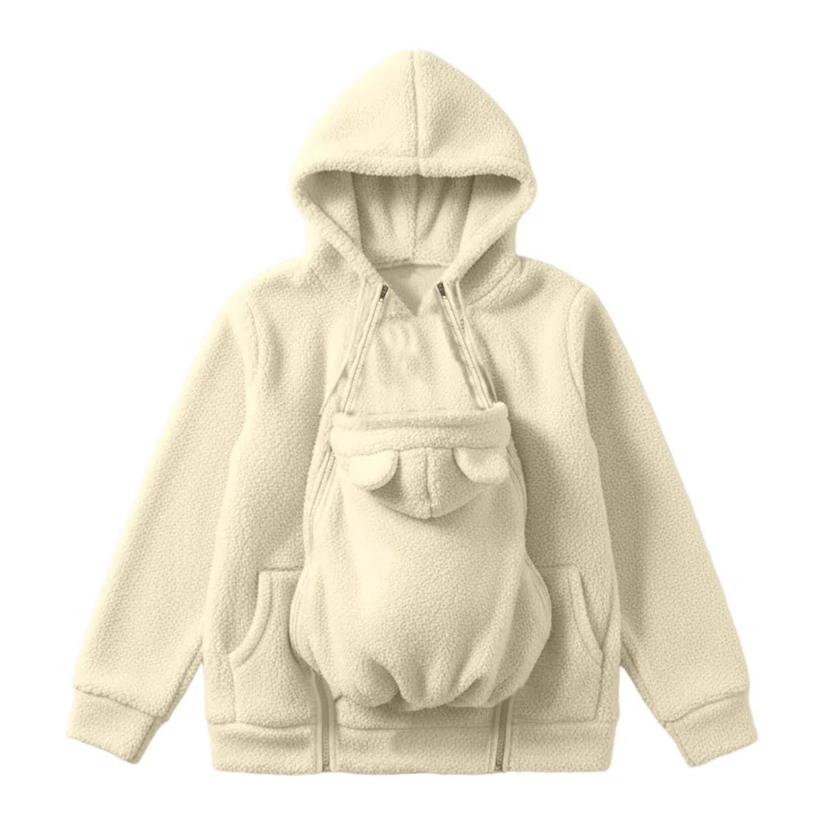 Générique Veste de maternité d'hiver polaire avec insert amovible pour bébé, capuche et poches partagées - Manteau chaud en coton doux pour allaitement et extérieur, confortable et fonctionnel