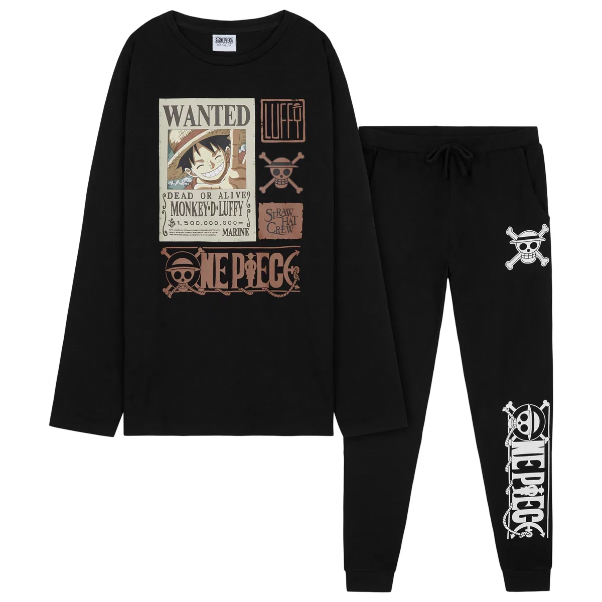 One Piece Ensembles de Pyjama Garçon, Pyjama Enfant Garcon Hiver Chaud Cadeau Anime Manga Enfant Ado 7-14 Ans
