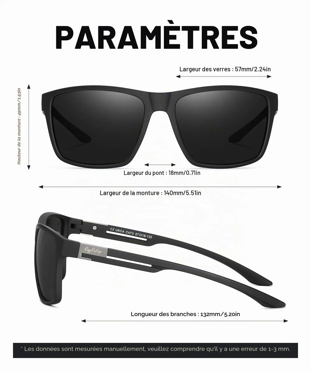 Lunettes de soleil polarisées homme femme, lunettes légères TR90 avec protection UV400, verres TAC anti-éblouissement pour conduite, pêche et usage quotidien, lot de 2