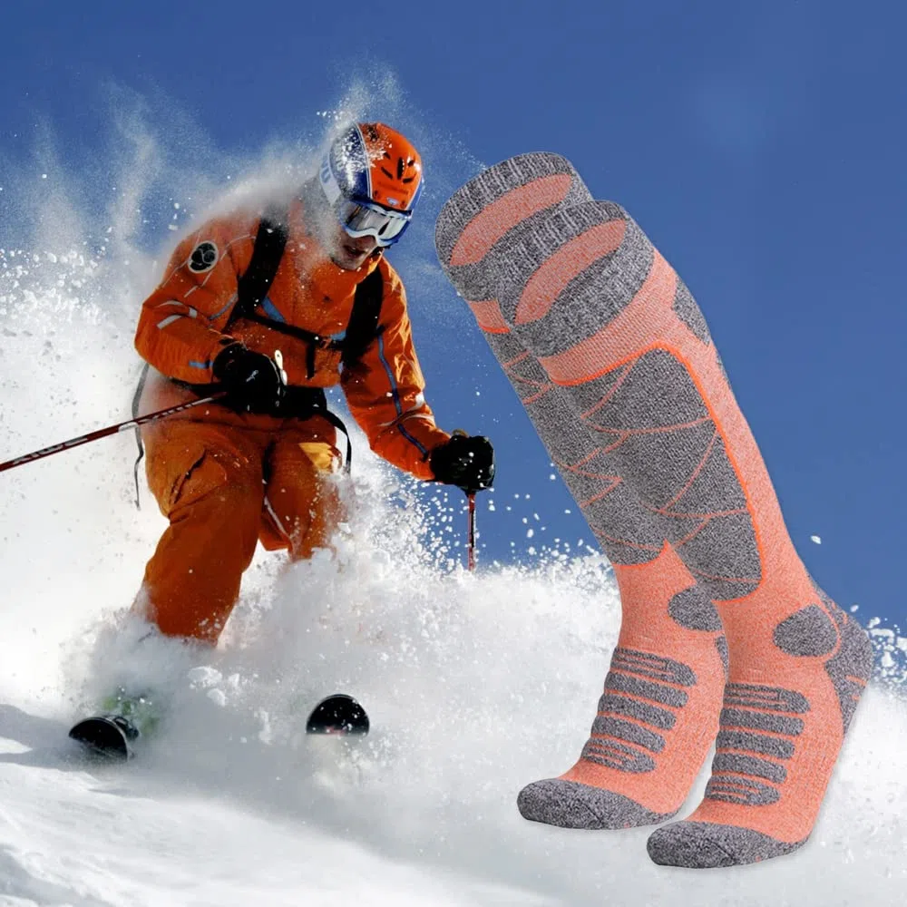 Bseical Lot De 2 Chaussettes De Ski Haute Performance Pour Femme Et Enfant 35-39, Pour Sports D'Hiver, Snowboard, Alpinisme, Randonnée