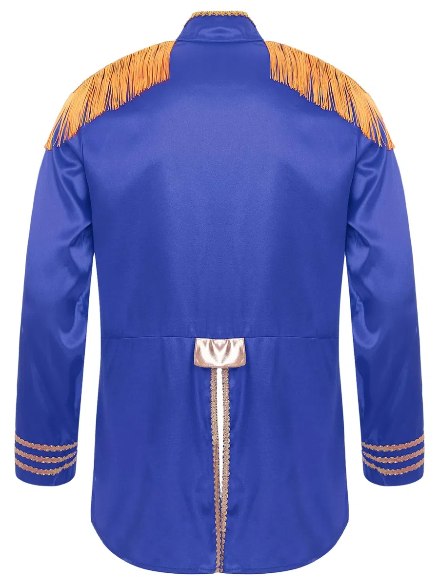 Costume Homme Cirque Directeur De Cirque Veste Uniforme De Maître Piste Manteau Manches Longues Avec Franges Épaulettes Fête Halloween Carnaval