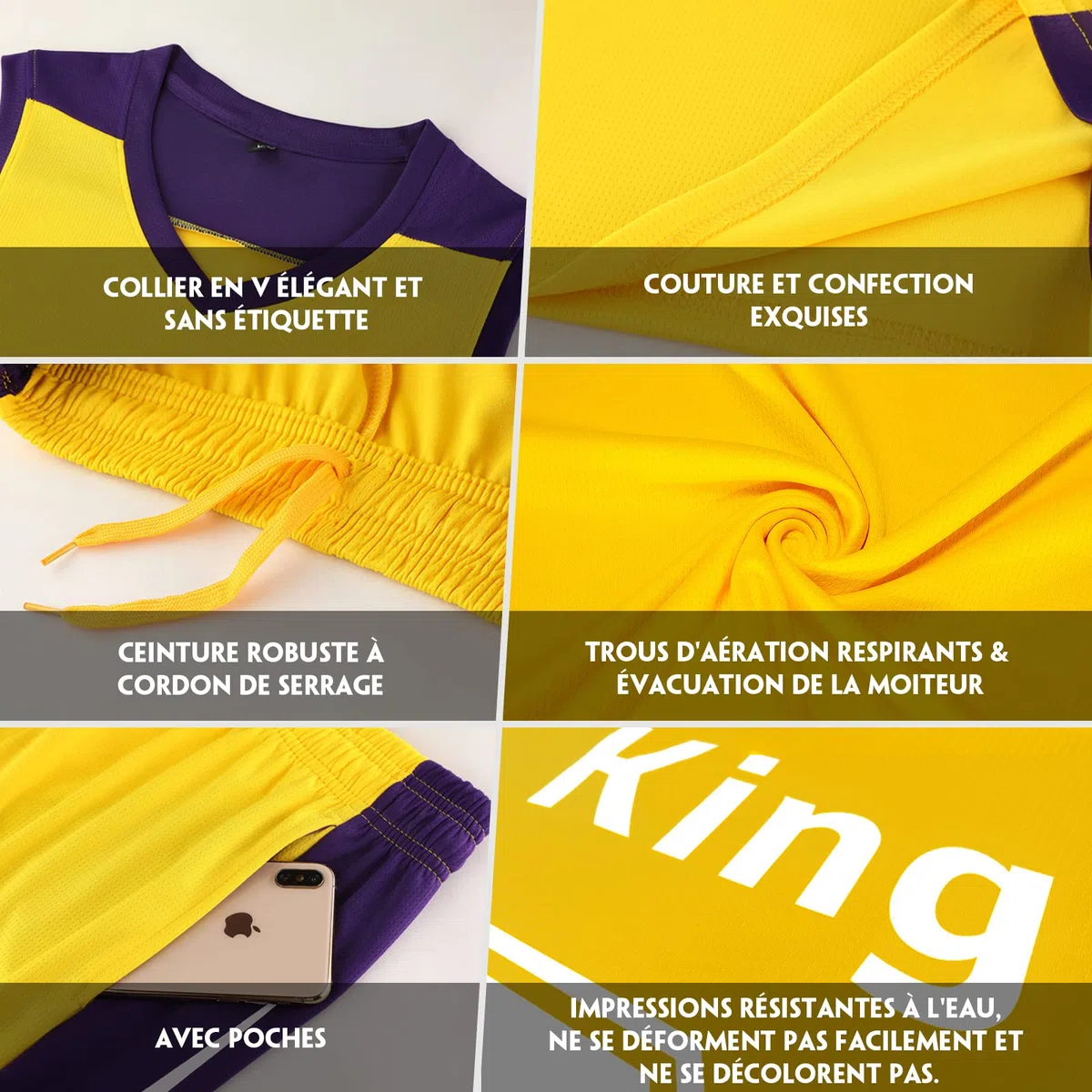Maillot de Basket Personnalisé Enfant Homme Femme et Nom Numéro Logo