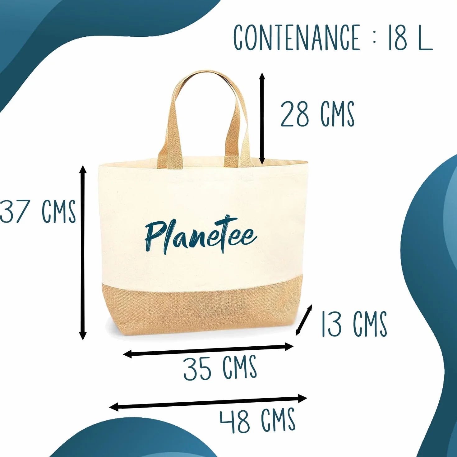 Sac Cabas de Plage Personnalisable | Toile de Jute Coton Courses Idée Cadeau Collègue Bureau Travail