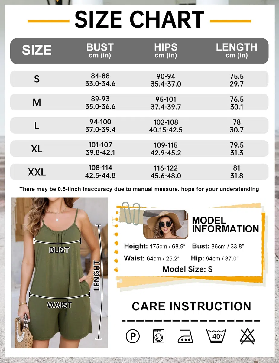 Combinaison Femme Combishort Sans Manches Short Jumpsuit Salopette Été Bretelles Spaghetti Réglables Coton Chic Rompers avec Poches Couleur Unie Décontracté Vacances Plage