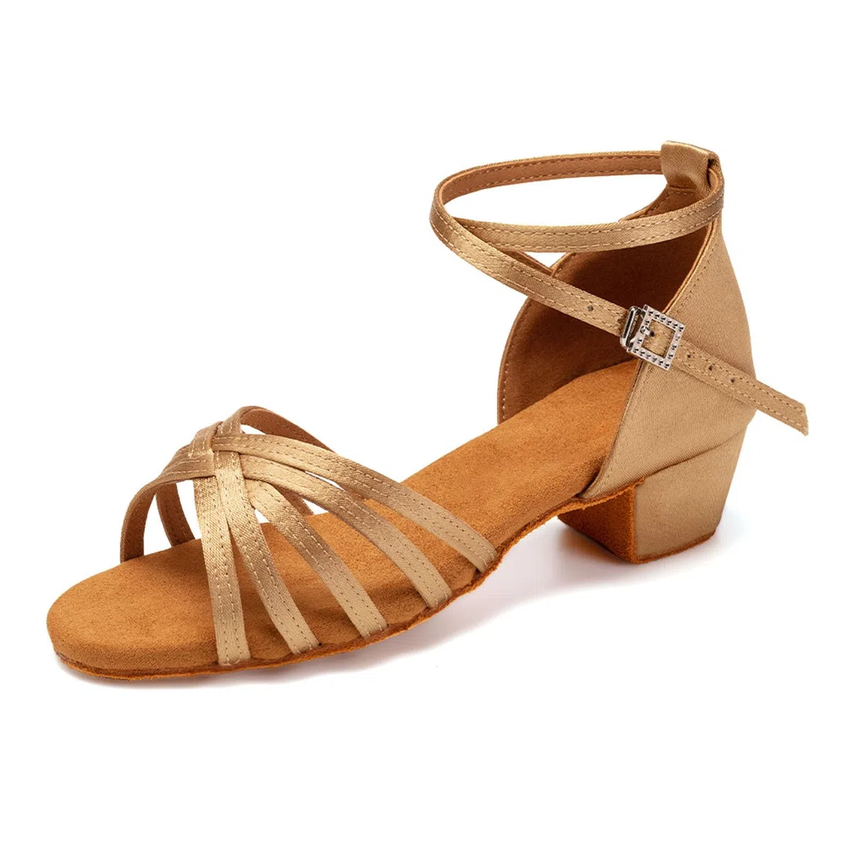 SWDZM Chaussure Danse Latine Fille Satin Bout Ouvert de Salon Salsa Ballroom et Bachata Talon 3cm