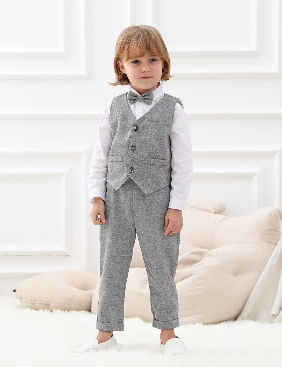 mintgreen Bébé Garçon Vêtements 3PCS Garçon Mariage Costume, Chemise + Pantalon + Bretelles + Gilet + Bowtie